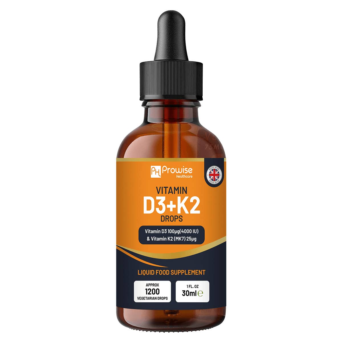 Vitamin D3 4000iu + K2 MK7 25µg I Orange Liquid Drops I High