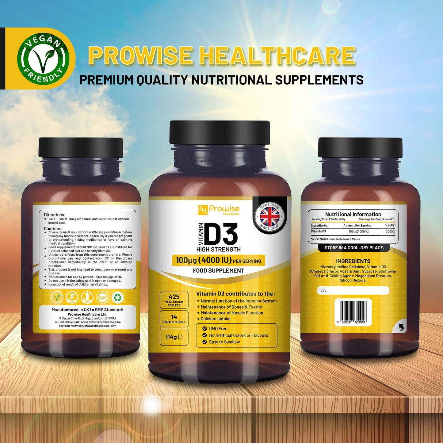 Vitamin D3 4000 IU Tablets (14 Months Supply) High Strength