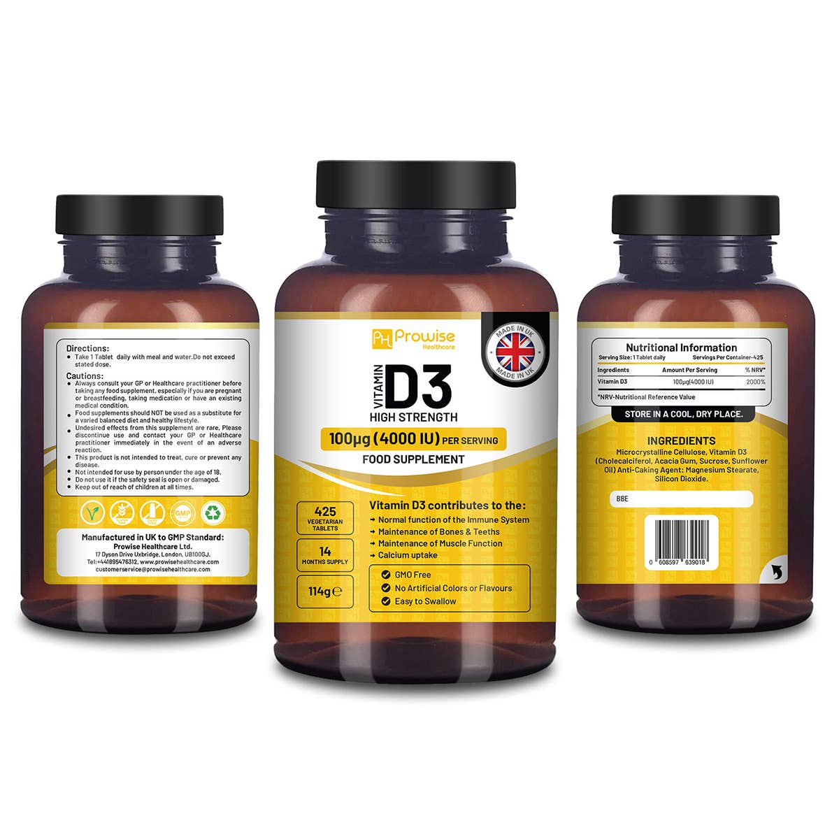 Vitamin D3 4000 IU Tablets (14 Months Supply) High Strength