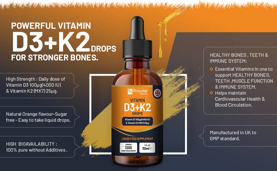 Vitamin D3 4000iu + K2 MK7 25µg I Orange Liquid Drops I High