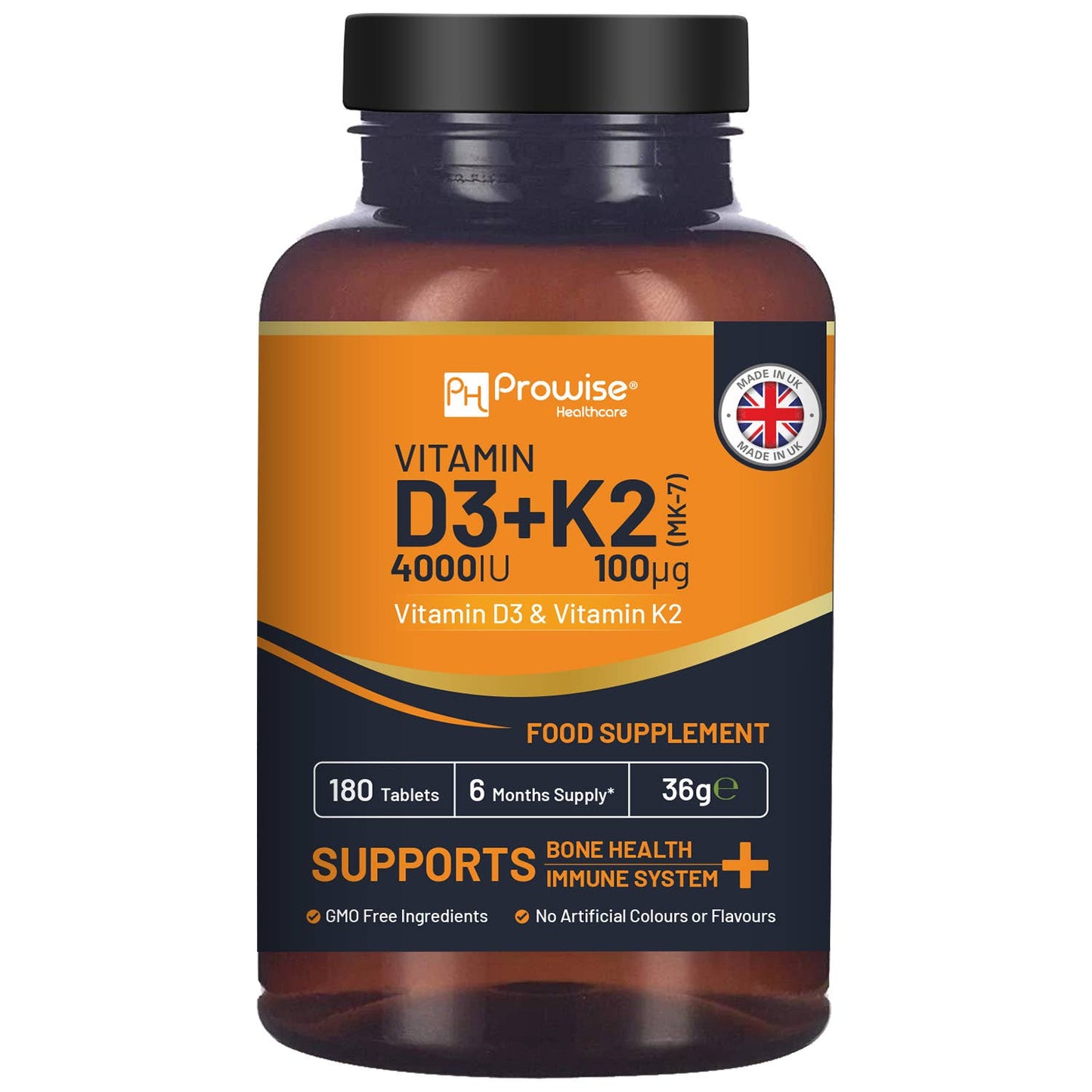 Vitamin D3 4000IU & K2 MK7 100μg Vegetarian Tablets I 180 (