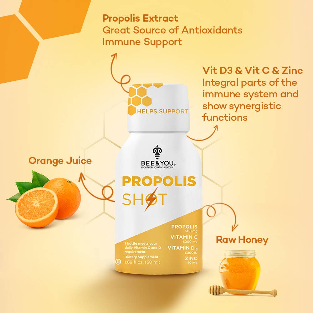 Propolis + Vit D3 + Vit C + Zinc Shot, 1.69oz x 12