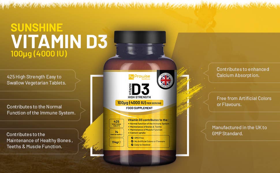 Vitamin D3 4000 IU Tablets (14 Months Supply) High Strength